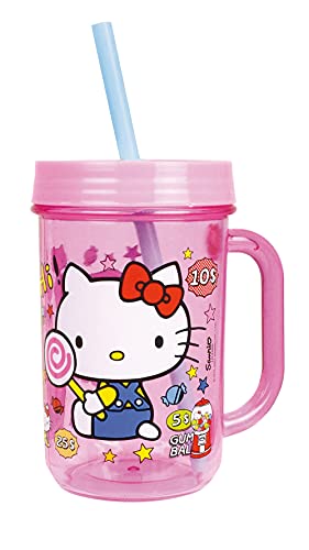 FUN HOUSE HELLO KITTY RETRO FOOD 005998 Mug / Verre paille 390 ml pour enfant