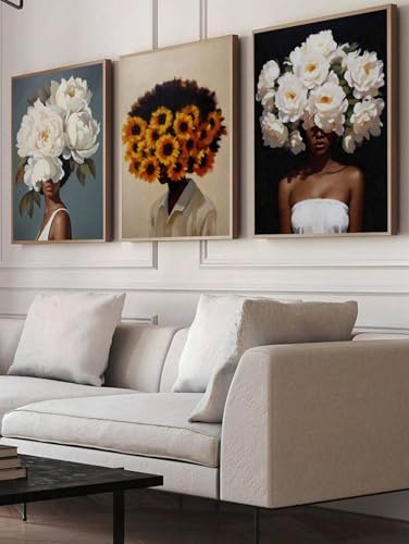 Art mural fleurs et portraits rétro tableau décoration murale salle à manger 40x60