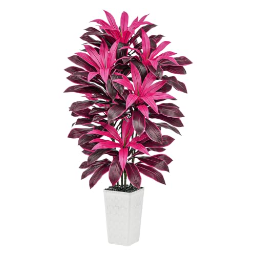 Image of Artificial Dracaena Plant Fake Tree with Planter Faux Yucca Tall Fake Floor Plant, Artificial Trees for Home Bedroom Office Indoor Living Room Decoration (Purple, 6FT)