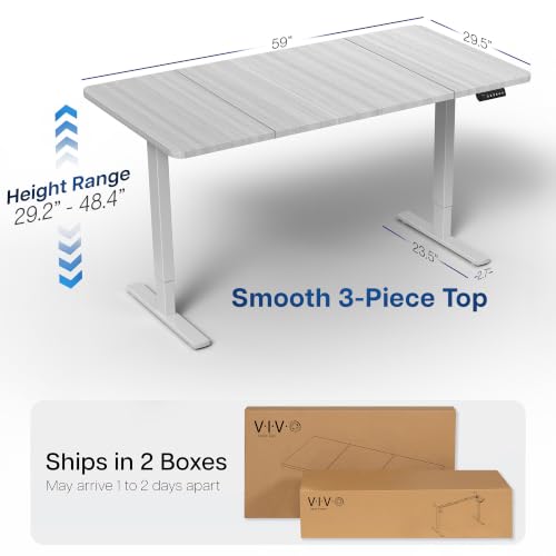 Image of VIVO Dark Gray 60 x 30 in Standing Desk, DESK-KIT-1G6G-30 | Electric, Holds 220 lbs, Sit Stand, Height Adjustable, Extra Deep Table Top, Memory Presets, 1B Series, Gray Frame