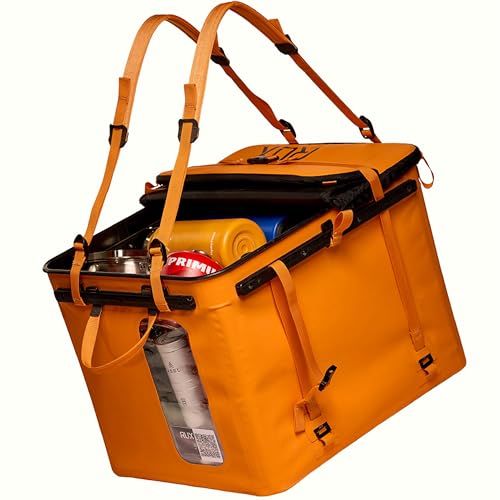 RUX 70L Collapsible Gear Box (Orange) - Modular Adventure Storage Solution For Camping Storage, Overlanding, Off-road And Van Life - Weatherproof, Durable and Multifunctional