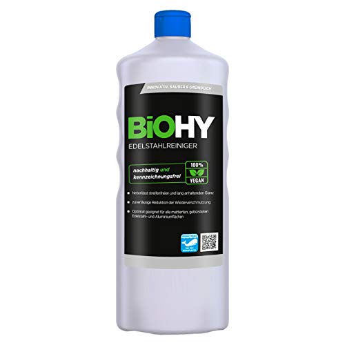 Edelstahlreiniger (1l Flasche) | Edelstahlpflege für neuen, streifenfreien Glanz | Schutz gegen Fingerabdrücke, Schmierflecken etc. | schonend