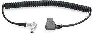 HangTon Coiled Power Cable for RED Komodo-X V-Raptor Scarlet Epic DSMC2, DJI Ronin 4D Camera D-tap Right Angle Female 6 Pin