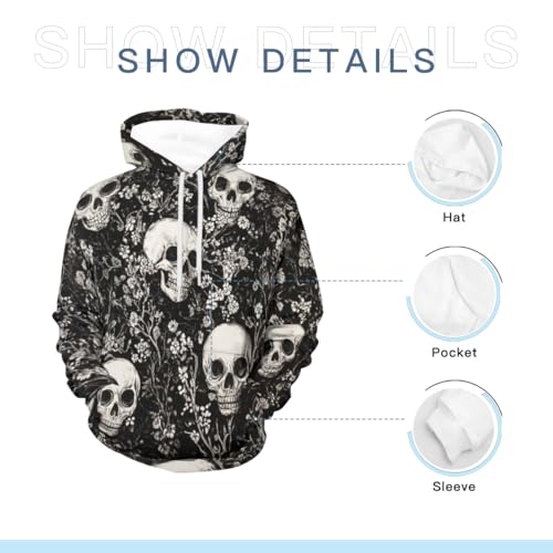 Sweat à capuche squelette 3D avec motif graphique en relief