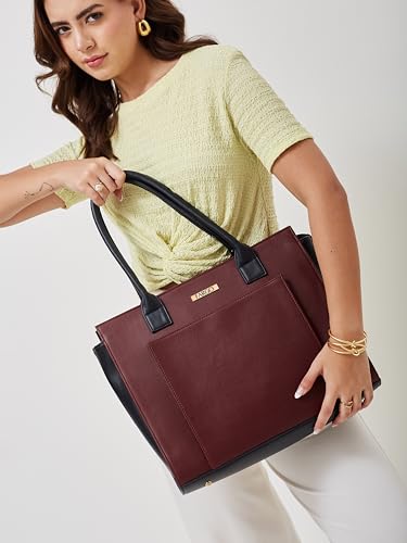 Image of Fargo Amara Vegan Leather Tote Bag for Women | Laptop Compartment, RFID Pockets, YKK Zipper, Large Office Handbag | Shoulder Bag for College & Daily Use | Made in India