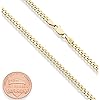 Miabella Italian Solid 18k Gold Over 925 Sterling Silver 3.5mm Diamond Cut Cuban Link Curb Chain Necklace for Women, Made in Italy