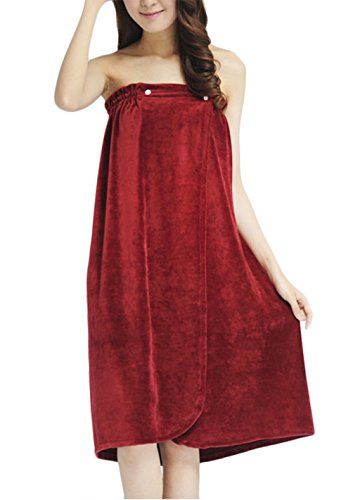 Tube Towel Dress, Women Teens Girls Spa Shower Bath Plush Bathing Body Towel Wrap Cover Up - Super Soft Water Absorbent,Burgundy Red