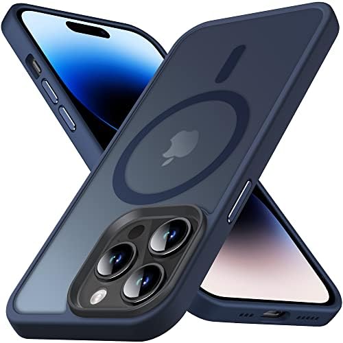 Anqrp Designed for iPhone 14 Pro Magnetic Case, Compatible with MagSafe [Military Shockproof] [Drop-Proof Grip] Matte Translucent TPU Protective Phone Cover for iPhone 14 Pro 6.1 inch, Blue