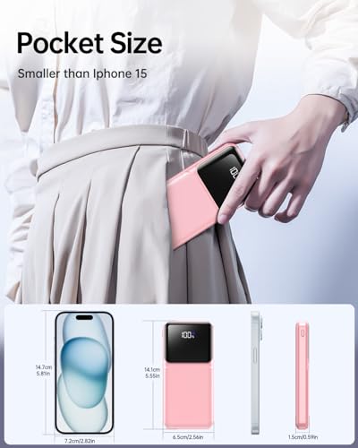 RONEGN Portable Charger with Built in Cable - Power Bank Fast Charging 22.5W USB C 10000mAh LED Display Travel Battery Pack 5 Outputs & 3 Inputs for iPhone Samsung Android iPad Phones Tablets etc - image 7