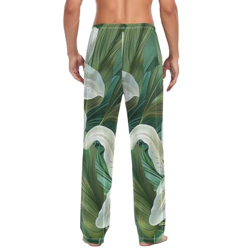 Men's Pajama Pants Beautiful Lilies Flowers Sleep Pajama Lounge Pant with Pockets, Elastic Waistband2