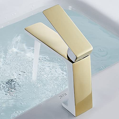 Mitigeur de salle de bain moderne robinet de lavabo blanc et or chaud et froid