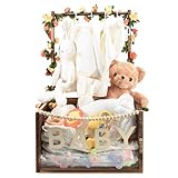 PIIOSER Baby Shower Crate Closet, Multifunctional Wooden & Acrylic Visible Baby Storage Box with Handle, Newborn Welcome Baby Toy Baskets for Boys Girls, Pregnancy Gifts for New Moms (Brown)