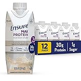 Ensure Max Protein Nutritional Shake with 30g of High-Quality Protein, 1g of Sugar, High Protein Shake, French Vanilla, 12 Count, 132 Fl Oz