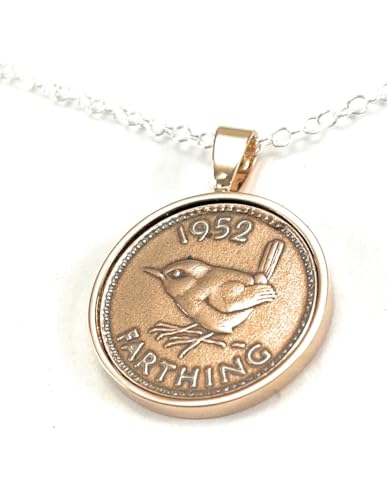 Farthing 1952 original en gemelos y colgante para coleccionistas de joyería numismática