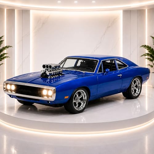Image of GRAPHENE 1:24 Scale Metal Diecast Pullback Toy Car Charger Blue Sports Car Premium Muscle with Openable Doors Alloy Body Collectible Vehicle Toy for Kids Boys Girls (Age 3+)