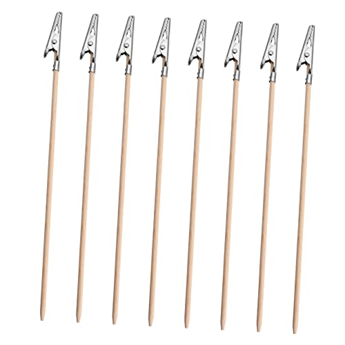 Gadpiparty 100 Piezas Vara de bambú pinza clips de cocodrilo barniz spray barniz en spray Clips de madera maqueta de madera brocheta de bambú Clip de cocodrilo aleación
