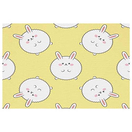 Set de table lapin jaune antidérapant résistant chaleur lavable pour cuisine - 2