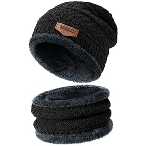 Winter Hats for Women/Men – Beanies Hats Neck Scarfs Set Warm Slouchy Beanie Snow Knit Skull Cap Gifts for Women & Men