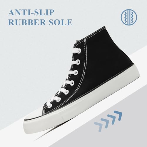 sharllen Wysokie buty sportowe damskie płócienne trampki damskie sznurowane płócienne buty dla mężczyzn kobiet czółenka buty tenisowe na co dzień, Czarny, 40.5 EU