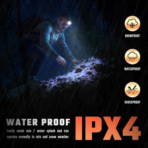 Image of LED Headlamp Rechargeable USB Type-C | Motion Sensor Head Torch with 4 Modes | Work Light | XPG + Red LED | Lightweight Hands-Free Headlamp for Camping, Hiking, Repairing | 600mAh Battery
