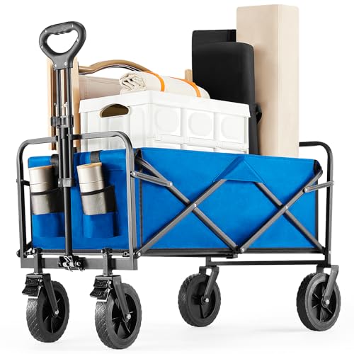 DUMOS Bollerwagen Faltbar Strand Handwagen mit Getränkehalter...