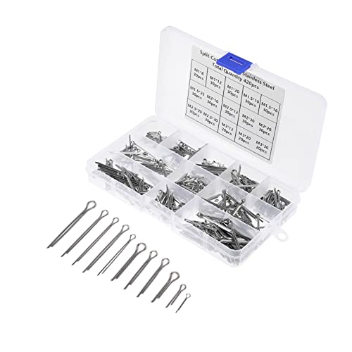Cabilock 420pièces Kit Assortiment Goupilles Fendues Inox Fixation Robuste Pour Plomberie Clips à Ressort Organiseurs Avec Boîte De Rangement Compacte Et Résistance Corrosion