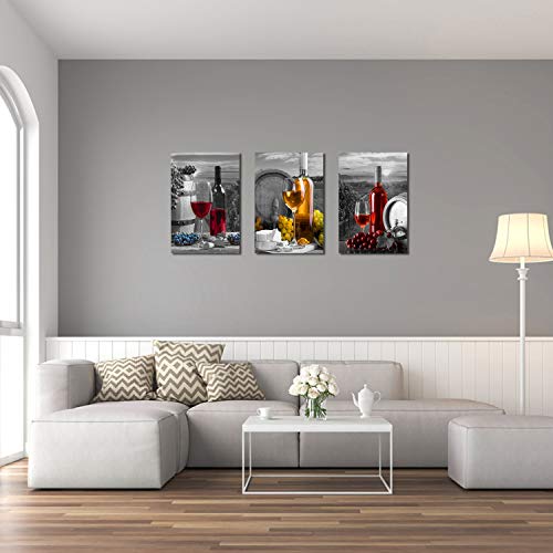Aijuanw Wine Fruit Wall Decor Kitchen Pictures,Red Wine Oak Barrel Canvas Wall Art Restaurant Decor, Framed Posters Paintings Home Decor #TOP4