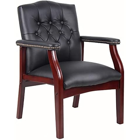 Black Leather Office Guest Chairs& Reception Chairs, Ergonomic Arm Chair Accent Office Chair No Wheels Executive Side Chair for Meeting Waiting Room Chair Conference Lobby Chairs Church Chairs (Black) Cover