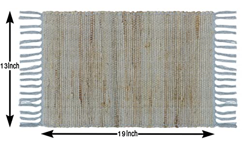 Image of The Home Talk Hand-Made Tablemat - Vintage Mats for Parties, Dining Table, Coasters - Decorative Placemats - 100% Jute Natural Fibers - Pack of 4 (13 x 19 Inches - Light Grey)