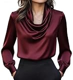 Instrucciones de cuidado: elegante blusa de satén para mujer, camisa de seda de manga larga para oficina, lavable a máquina, lavar colores oscuros por separado