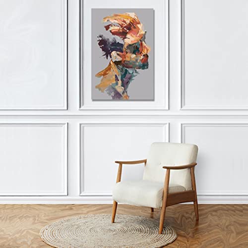 Image of RANGOLI 100% Cotton Stretched Canvas Painting 400 GSM, Framed Man Canvas Abstract Wall Art for Living Room, 3D Paintings for Wall Decor (16 x 23 Inch With Frame)