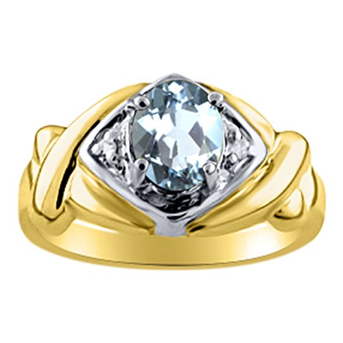 Imagen de Mujer aguamarina & Diamante Anillo Chapado En Oro Amarillo Plateado