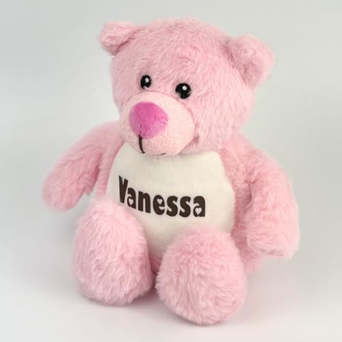 Elefantasie Kleines Stofftier PERSONALISIERT Teddybär mit Name Bedruckt Kuscheltier Plüschtier 25cm Bär pink