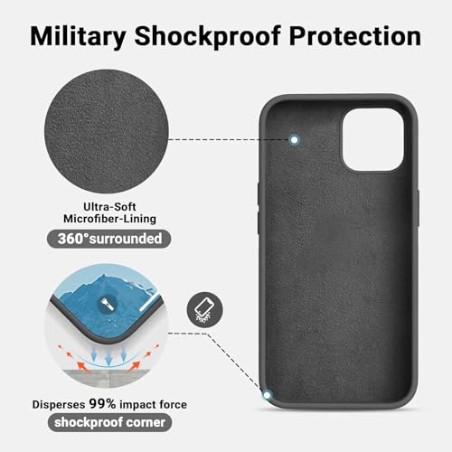 Image of Premium Liquid Silicone Case for iPhone 12 & 12 Pro - Slim Full Body Protective Back Cover with Soft Microfiber Lining, Anti-Slip Grip Scratch Resistant Phone Case(Grey)