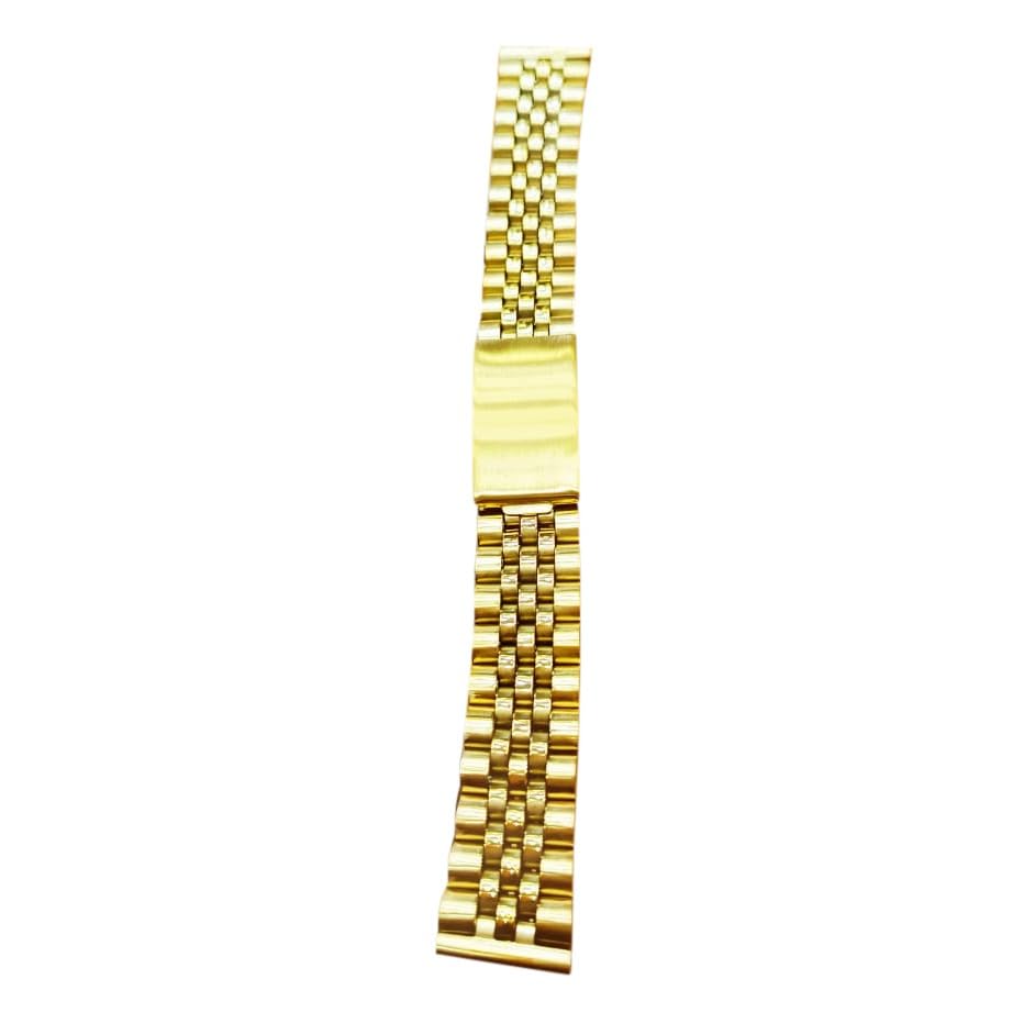Image of LUBA Jubilee Watch Strap, Stainless Steel Bracelet, Double Lock Buckle, Screw Link Design (Gold, 20MM)