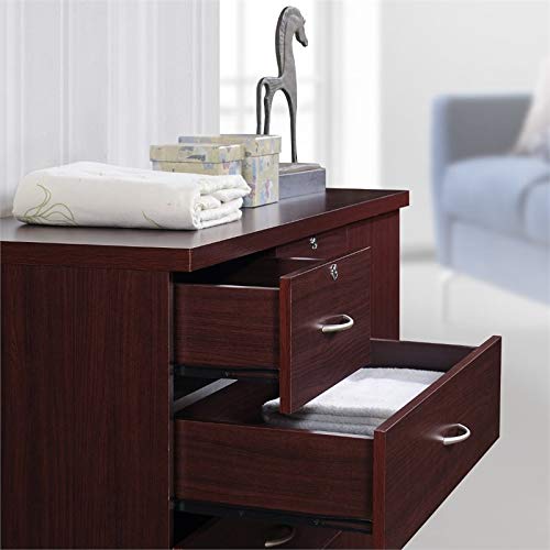 Pemberly Row Contemporary 7 Drawer Wood Chest With 2 Locking Drawers In Mahogany #TOP4