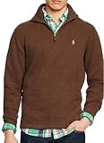 Ralph Lauren Polo de hombre french-rib Jersey con cremallera (tamaño grande, Alpine Marrón Heath)