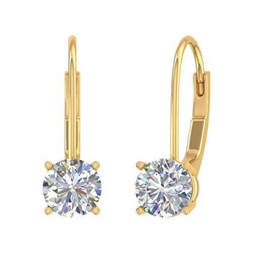 0.40 to 1 Carat Diamond Leverback Drop Earrings in 14K Gold - IGI Certified
