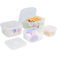 OTB Set of 4 Reusable Silicone Containers Clear, Nesting Leak-free Silicone Food Storage Boxes, BPA Free, Airtight, Dishwasher and Freezer Safe Clear XL+L+M+S