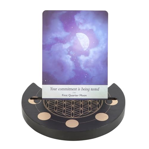 Image of Something Different Wholesale Black Flower of Life Crescent Moon Tarot Card Stand - Mystical Wooden Stand for Tarot Cards, Sacred Geometry Decor, for Tarot Enthusiasts and Spiritual Spaces