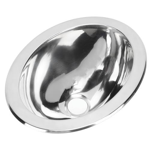 Lavabo de bar de un solo lavabo, 290 x 220 x 120 mm, ovalado de acero inoxidable, fácil de limpiar, para cuarto de baño en autocaravana, caravana, barco