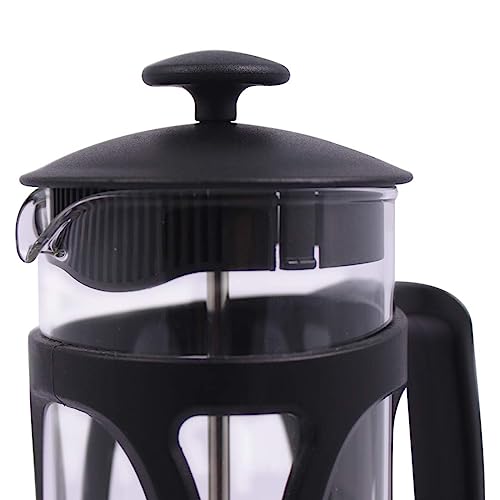 Image of French Press Coffee & Tea Maker 350 ml | Borosilicate Glass Carafe | 4-Level Filtration System | Stainless Steel Plunger with Fine Mesh | Brews in 3 Minutes | 1-2 Cups | Black | 1-Year Warranty