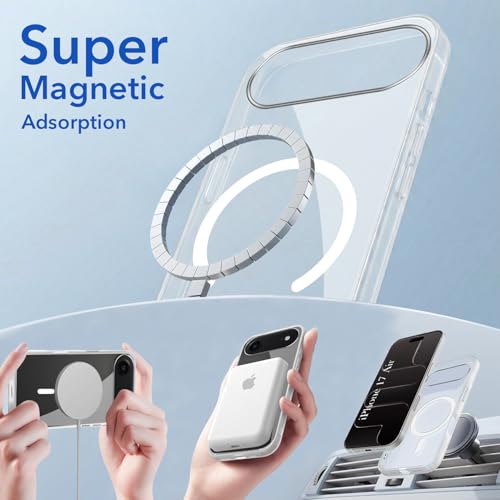 Image of Jkobi Lifetime Anti-Yellow MagSafe Compatible Clear Back Case Cover for Apple iPhone 17 Air (Sleek Hard Crystal | Camera Protection and Shockproof)