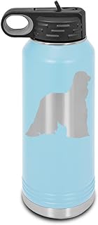 Afghan Hound Laser Engraved Water Bottle Customizable Polar Camel Stainless Steel with Straw - Dog Canine pet Light Blue 32 oz