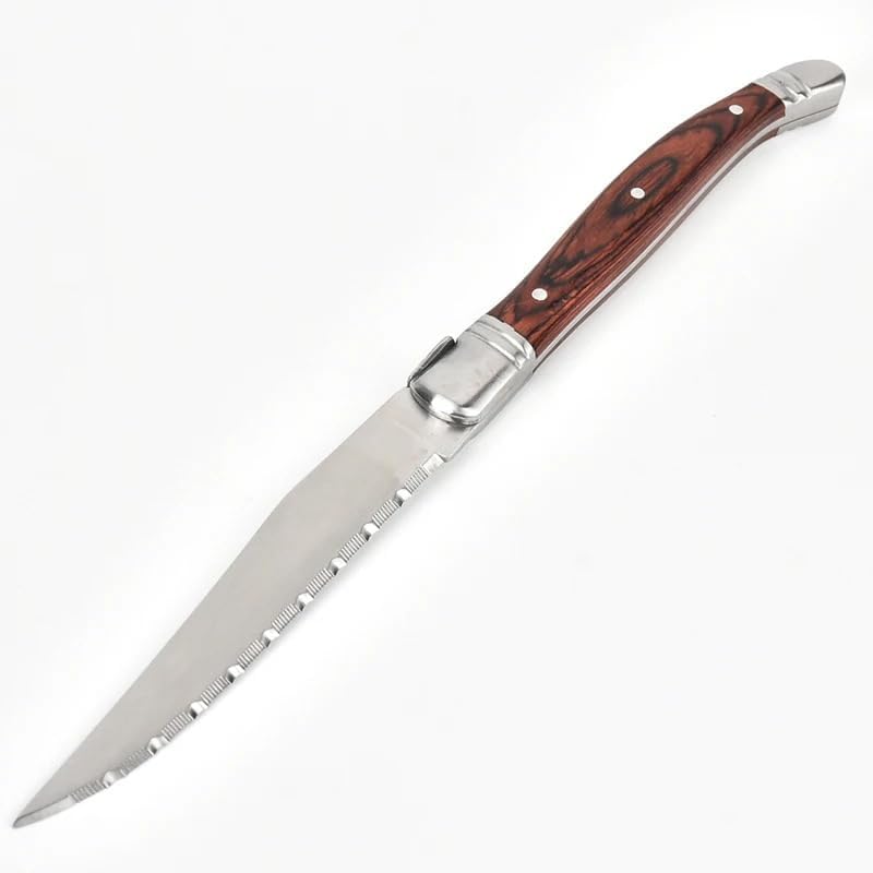 Steak Knife Set, 6PCS Stainless Steel Steak Knives Wood Japanese Cutlery Dinner Knife Flatware Restaurant Tableware Cutlery