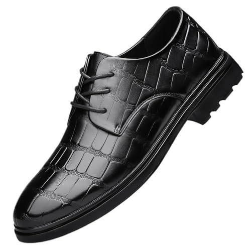 Men's Patent Leather Oxford Dress Shoes, Pointed Toe Tuxedo Lace-Up Non-Slip Shoes for Business and Formal Events