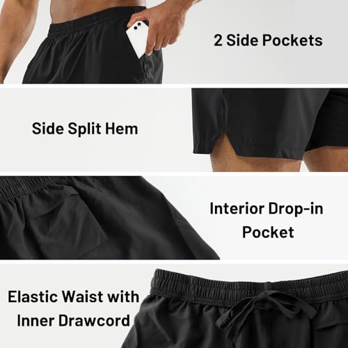 Image of MIER Men's Workout Running Shorts Lightweight Active 5 Inches Shorts with Pockets, Quick Dry, Breathable