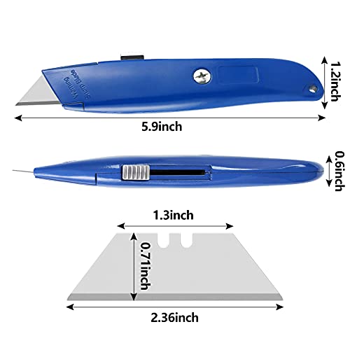 Image of DIYSELF 2 Pack Utility Knife, All Metal Retractable Box Cutters (Blue) | Aluminum Alloy Heavy Duty Utility Knives for Packaging, Paper, Leather and Plastic; PVC Pipe Cutter for Work and DIY Projects