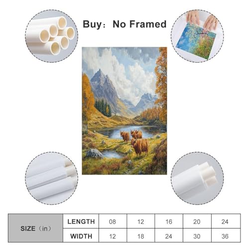 Cuadro de las Highlands en lienzo pinturas murales decorativas para salon y dormitorio 50x75 2