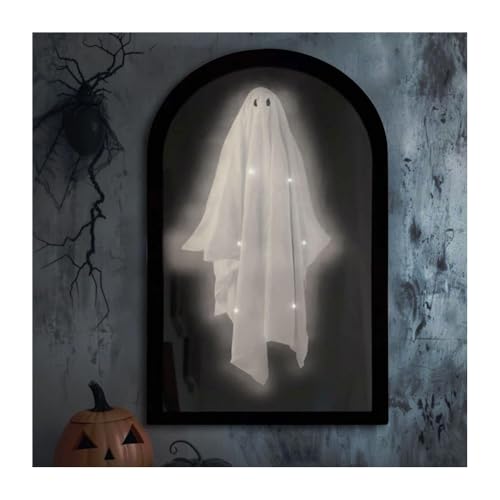 SQUISHYSOFTIES 2025 Halloween Hologram Ghost Mirror Hologram, Spooky Scary Ghosts Haunted Mirror Halloween Decor Indoor, Bedroom Kitchen and Fireplace Decor